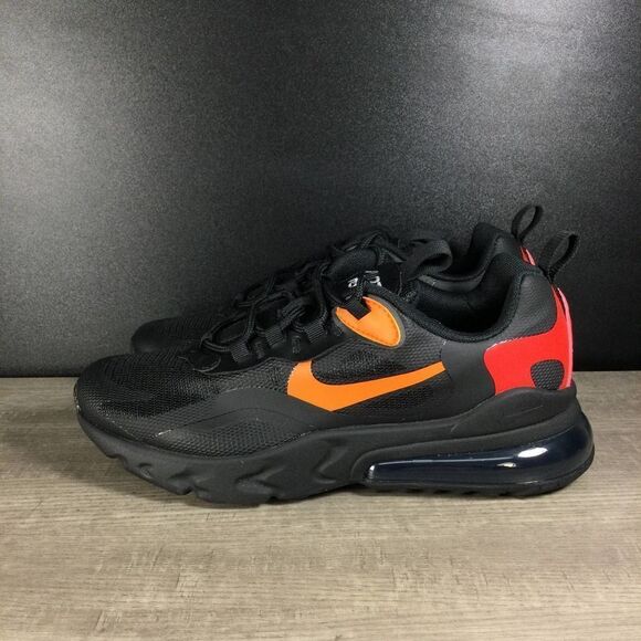 Nike Air Max 270 React Black/Red/Orange Running Shoes Women's Size 7 Youth 5.5Y - Picture 3 of 8